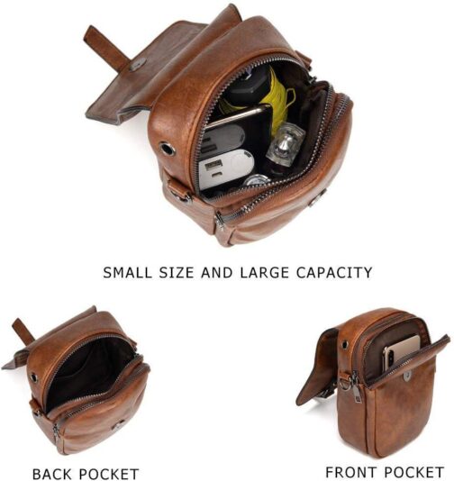 myfriday Vintage Crossbody Phone Bag for Women, Small Leather Shoulder Purse and Handbag with Tassel&Rivet Decoration - Image 4