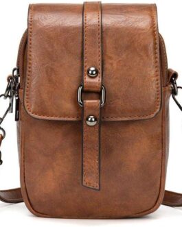 myfriday Vintage Crossbody Phone Bag for Women, Small Leather Shoulder Purse and Handbag with Tassel&Rivet Decoration
