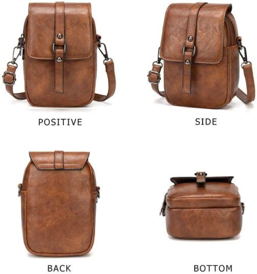myfriday Vintage Crossbody Phone Bag for Women, Small Leather Shoulder Purse and Handbag with Tassel&Rivet Decoration - Image 5