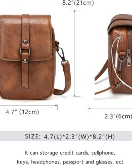 myfriday Vintage Crossbody Phone Bag for Women, Small Leather Shoulder Purse and Handbag with Tassel&Rivet Decoration