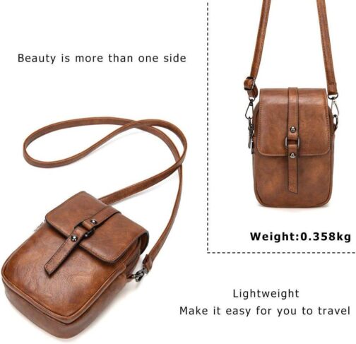 myfriday Vintage Crossbody Phone Bag for Women, Small Leather Shoulder Purse and Handbag with Tassel&Rivet Decoration - Image 6