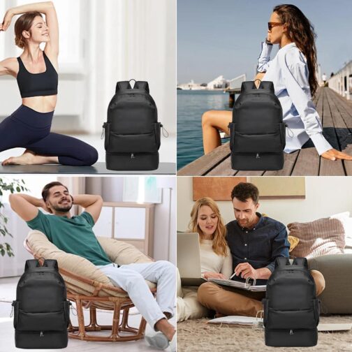 seyfocnia Gym Backpack for Men,Waterproof Backpack With Shoe Compartment Lightweight Travel Backpack Sports Backpack Casual Daypack Backpack-Black - Image 6