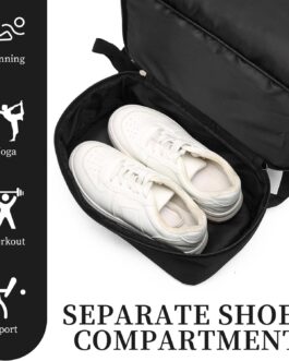 seyfocnia Gym Backpack for Men,Waterproof Backpack With Shoe Compartment Lightweight Travel Backpack Sports Backpack Casual Daypack Backpack-Black