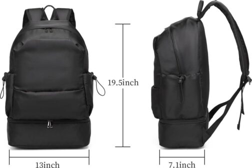 seyfocnia Gym Backpack for Men,Waterproof Backpack With Shoe Compartment Lightweight Travel Backpack Sports Backpack Casual Daypack Backpack-Black - Image 5