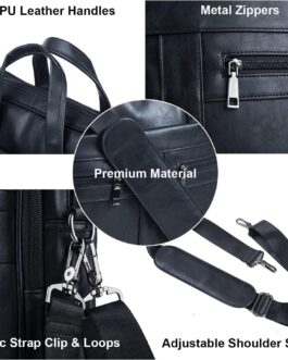 seyfocnia Men’s Business Travel Briefcase Leather Handmade Messenger Bags Laptop Bag 15.6 17.3 inch