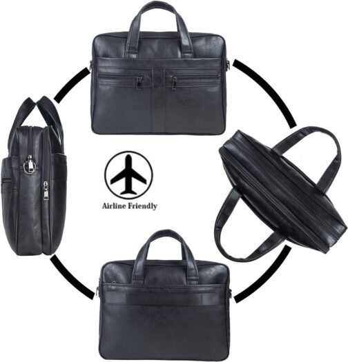 seyfocnia Men's Business Travel Briefcase Leather Handmade Messenger Bags Laptop Bag 15.6 17.3 inch - Image 4