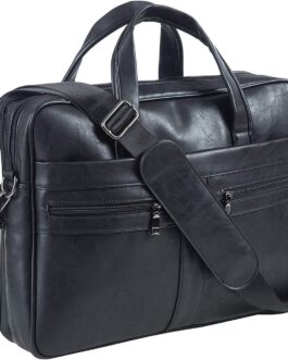 seyfocnia Men’s Business Travel Briefcase Leather Handmade Messenger Bags Laptop Bag 15.6 17.3 inch
