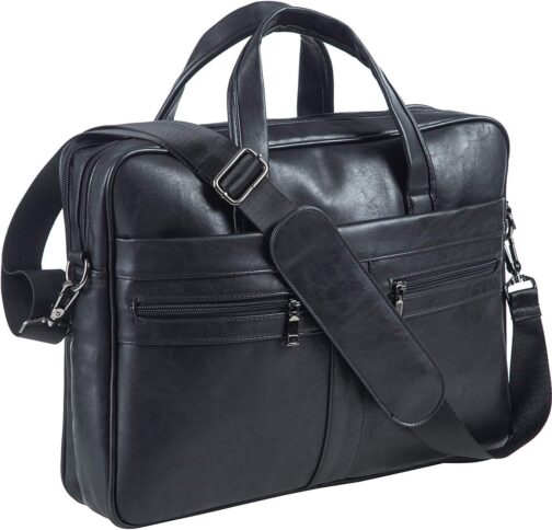 seyfocnia Men's Business Travel Briefcase Leather Handmade Messenger Bags Laptop Bag 15.6 17.3 inch
