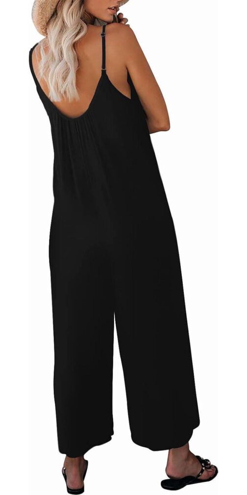 snugwind Womens Casual Sleeveless Strap Loose Adjustable Jumpsuits Stretchy Long Pants Romper with Pockets - Image 5
