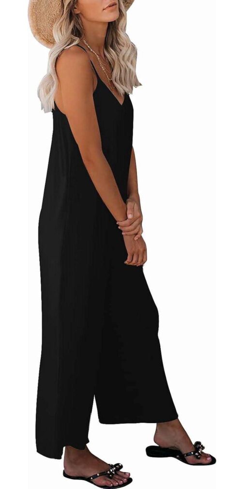 snugwind Womens Casual Sleeveless Strap Loose Adjustable Jumpsuits Stretchy Long Pants Romper with Pockets - Image 4