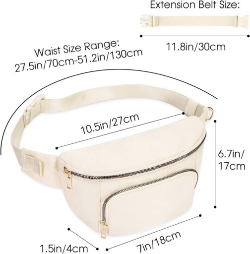 sportsnew Fanny Packs for Women,Large Waist Pack with Extra Extension Belt,Fashion Crossbody Belt Bags for Travel Walking Running Hiking Beige - Image 4