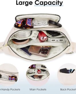 sportsnew Fanny Packs for Women,Large Waist Pack with Extra Extension Belt,Fashion Crossbody Belt Bags for Travel Walking Running Hiking Beige