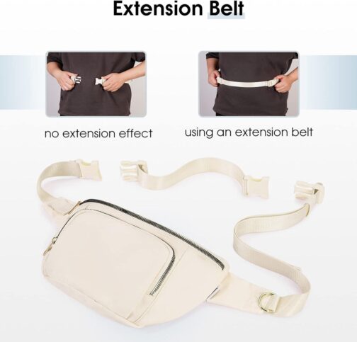 sportsnew Fanny Packs for Women,Large Waist Pack with Extra Extension Belt,Fashion Crossbody Belt Bags for Travel Walking Running Hiking Beige - Image 5