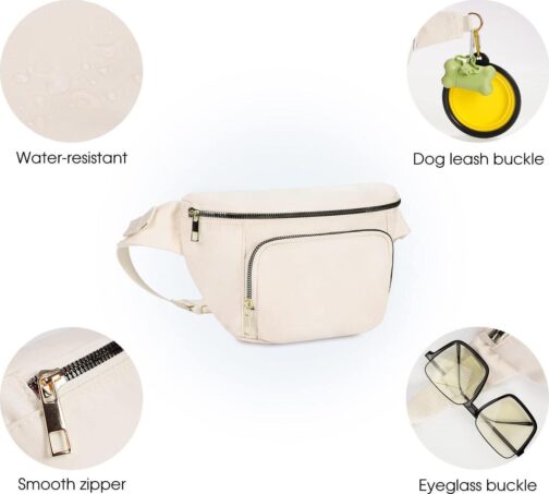 sportsnew Fanny Packs for Women,Large Waist Pack with Extra Extension Belt,Fashion Crossbody Belt Bags for Travel Walking Running Hiking Beige - Image 3