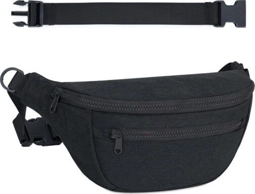 sportsnew Large Fanny Packs for Women, Waist Pack Fashion Crossbody Belt Bags for Walking Running Hiking Travel Bag Black patent pending