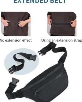 sportsnew Large Fanny Packs for Women, Waist Pack Fashion Crossbody Belt Bags for Walking Running Hiking Travel Bag Black patent pending