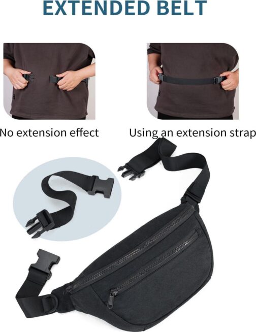 sportsnew Large Fanny Packs for Women, Waist Pack Fashion Crossbody Belt Bags for Walking Running Hiking Travel Bag Black patent pending - Image 2