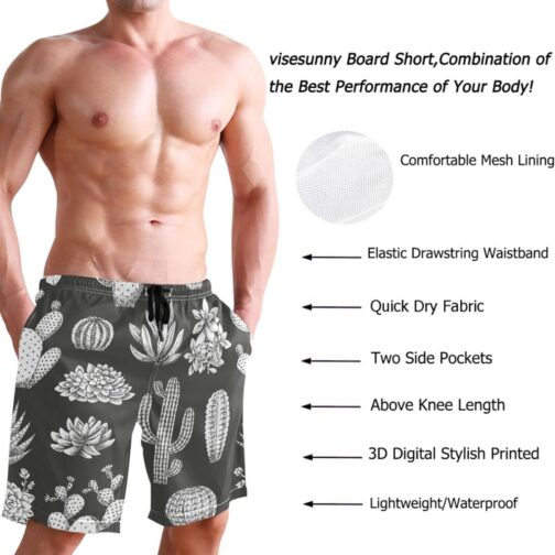 visesunny Fashion Men's Novelty Swim Trunks Quick Dry Swimwear Summer Beach Sports Board Shorts Floral Bathing Suit - Image 3